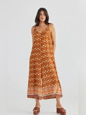 Talisman Australia Temple Jumpsuit in Rada Spice Print Size Large Boho Festival